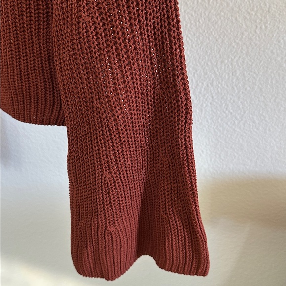 12th Tribe Rust Knit Bell Sleeves Cropped Sweater - Picture 4 of 9